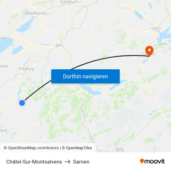 Châtel-Sur-Montsalvens to Sarnen map