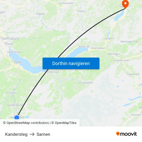 Kandersteg to Sarnen map