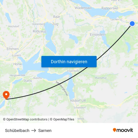 Schübelbach to Sarnen map