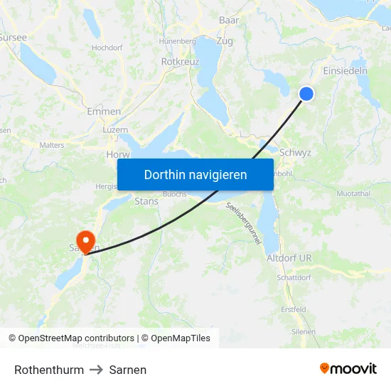 Rothenthurm to Sarnen map