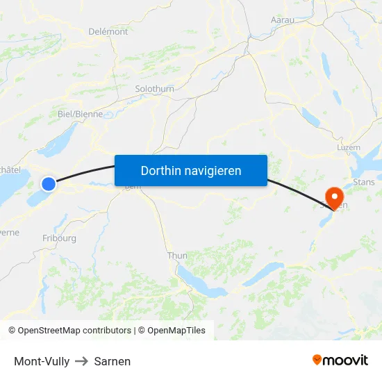Mont-Vully to Sarnen map