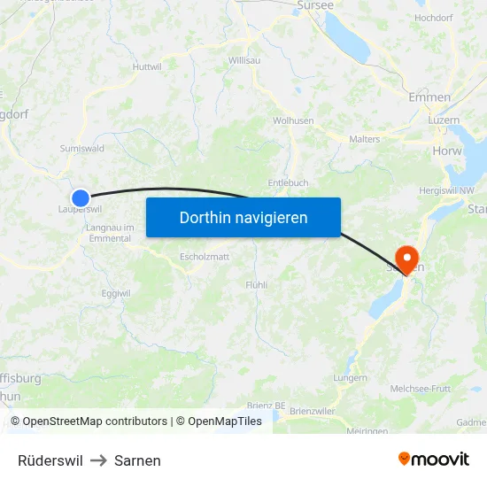 Rüderswil to Sarnen map