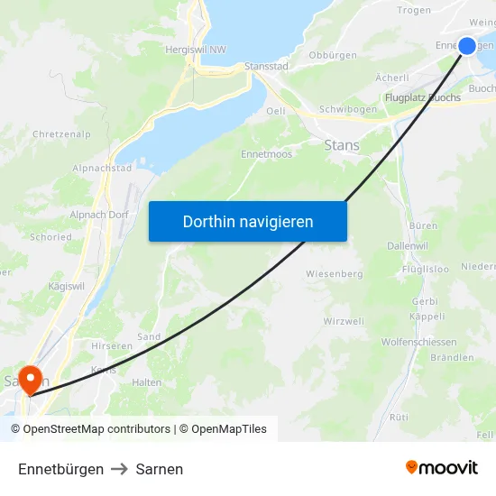 Ennetbürgen to Sarnen map