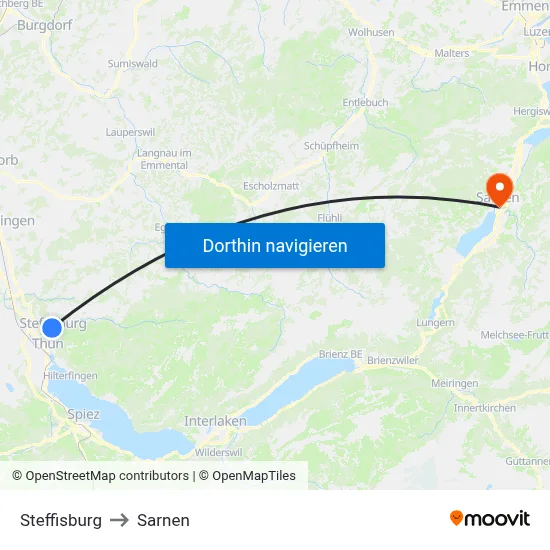 Steffisburg to Sarnen map