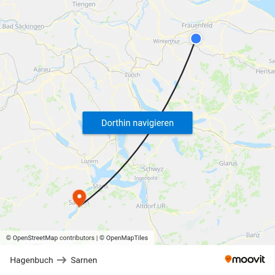 Hagenbuch to Sarnen map