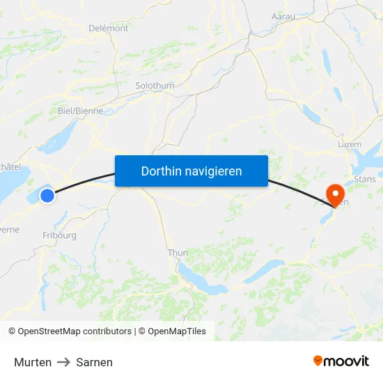 Murten to Sarnen map