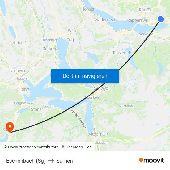 Eschenbach (Sg) to Sarnen map