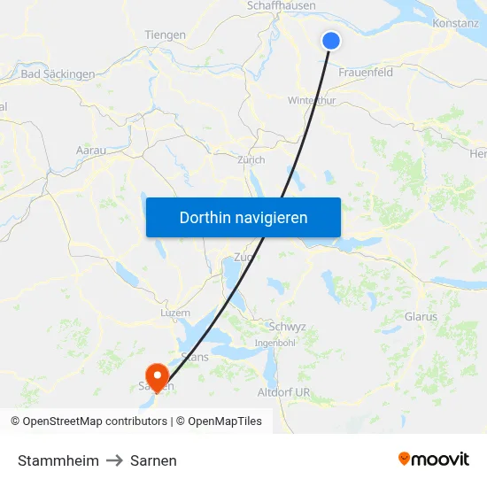 Stammheim to Sarnen map