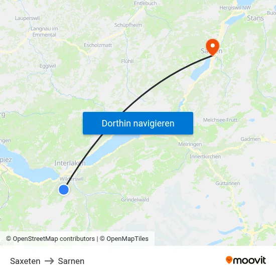 Saxeten to Sarnen map