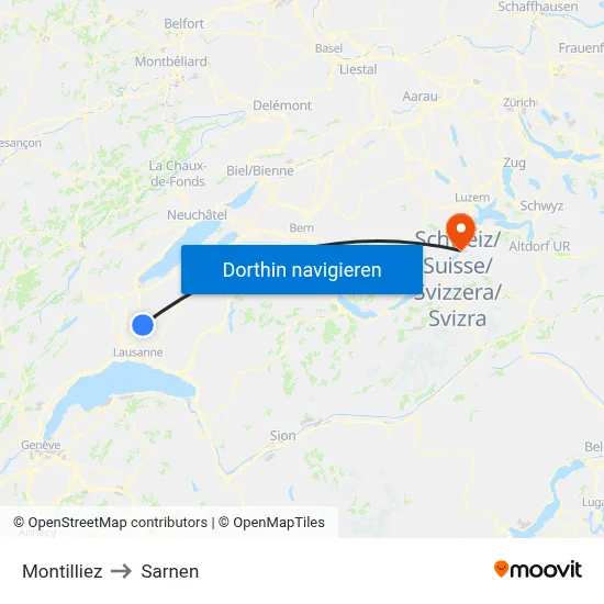Montilliez to Sarnen map