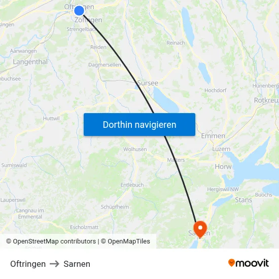Oftringen to Sarnen map