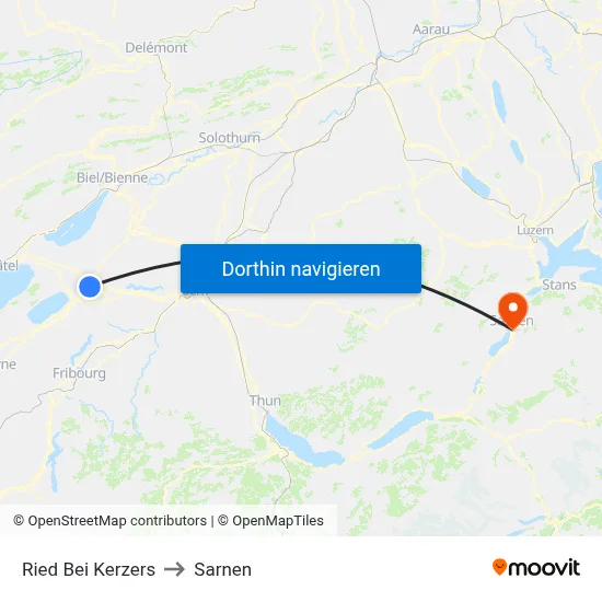 Ried Bei Kerzers to Sarnen map