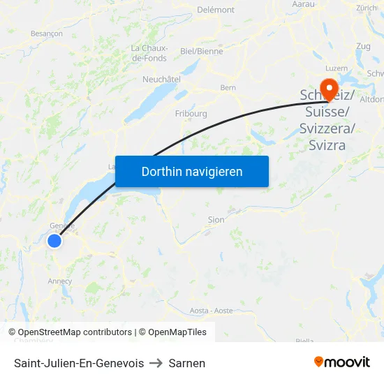 Saint-Julien-En-Genevois to Sarnen map