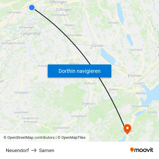 Neuendorf to Sarnen map