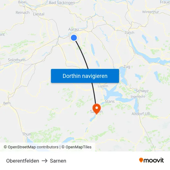 Oberentfelden to Sarnen map