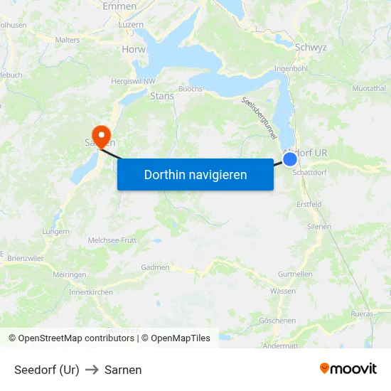 Seedorf (Ur) to Sarnen map
