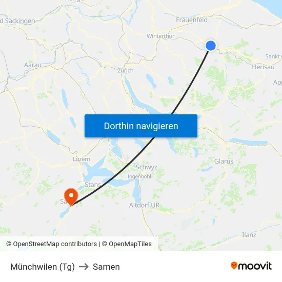 Münchwilen (Tg) to Sarnen map