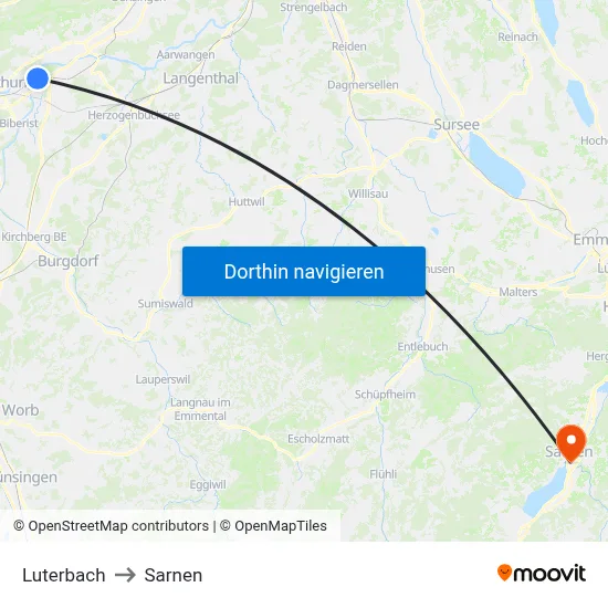 Luterbach to Sarnen map