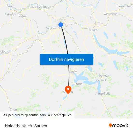 Holderbank to Sarnen map