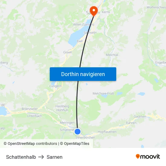 Schattenhalb to Sarnen map