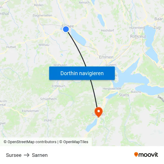 Sursee to Sarnen map