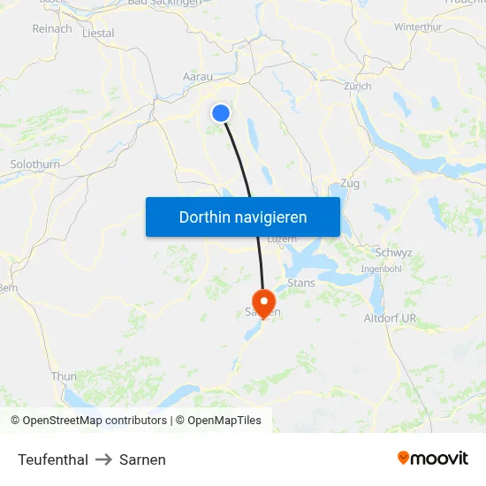 Teufenthal to Sarnen map
