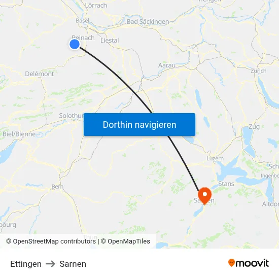 Ettingen to Sarnen map