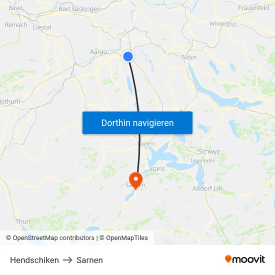 Hendschiken to Sarnen map