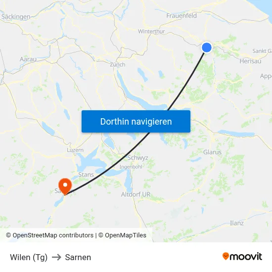 Wilen (Tg) to Sarnen map