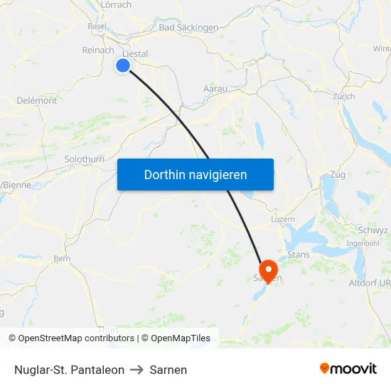 Nuglar-St. Pantaleon to Sarnen map