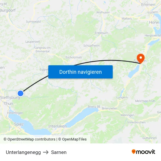 Unterlangenegg to Sarnen map