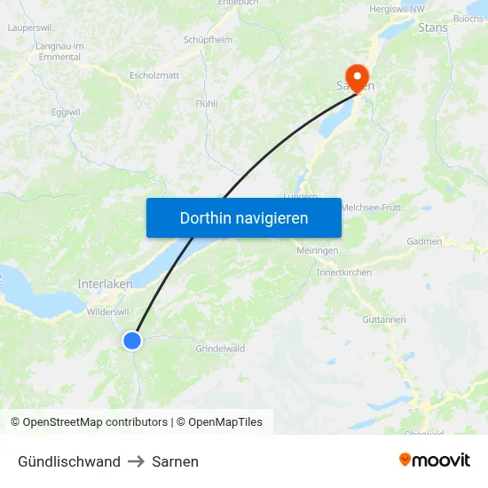 Gündlischwand to Sarnen map