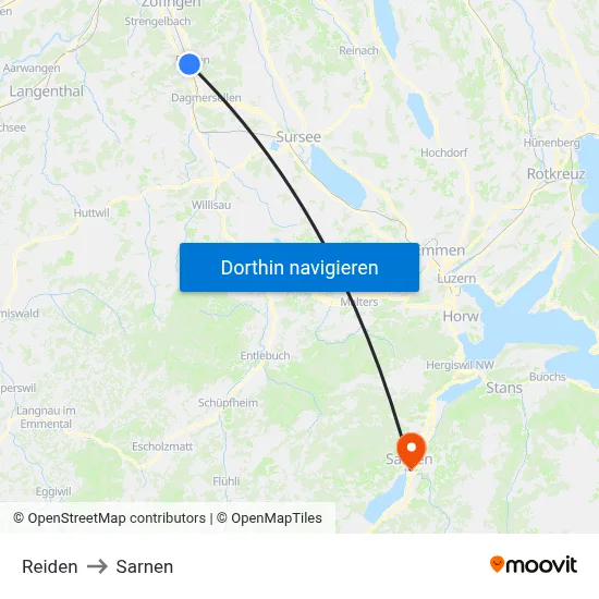 Reiden to Sarnen map