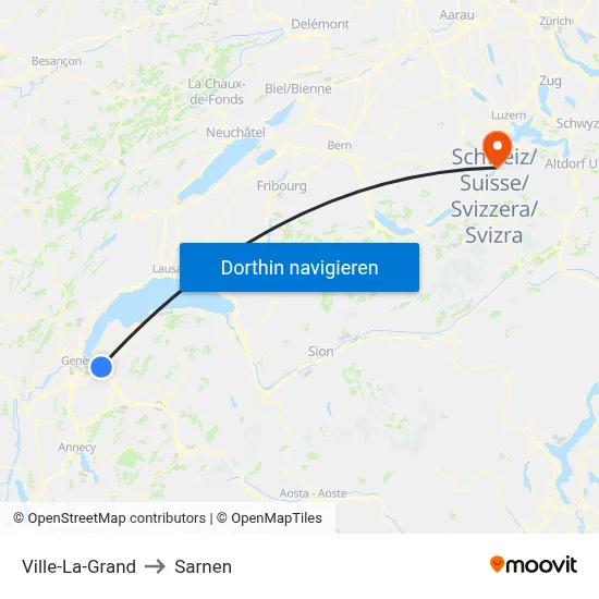 Ville-La-Grand to Sarnen map