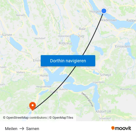 Meilen to Sarnen map