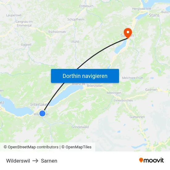 Wilderswil to Sarnen map