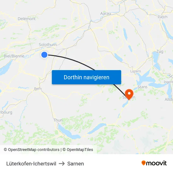 Lüterkofen-Ichertswil to Sarnen map