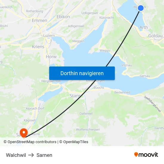 Walchwil to Sarnen map