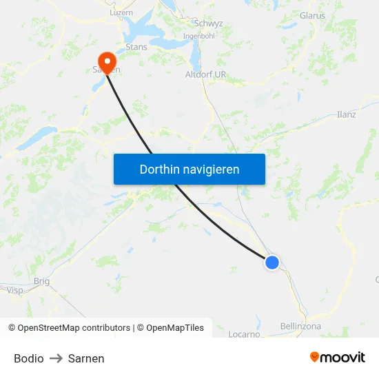 Bodio to Sarnen map