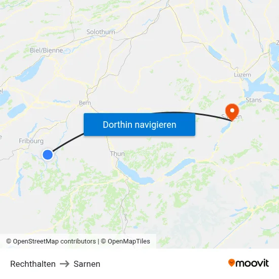 Rechthalten to Sarnen map