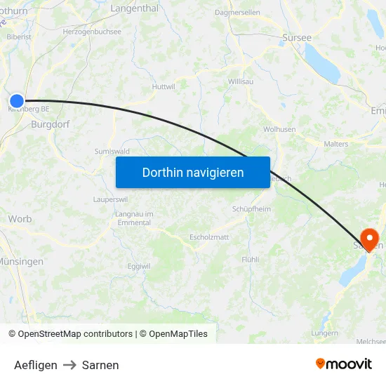 Aefligen to Sarnen map