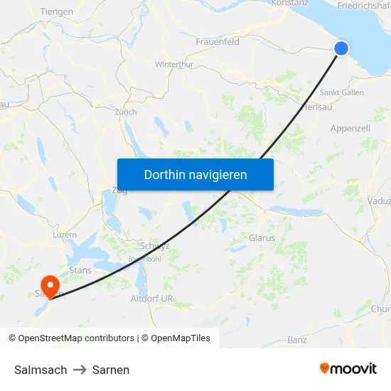 Salmsach to Sarnen map