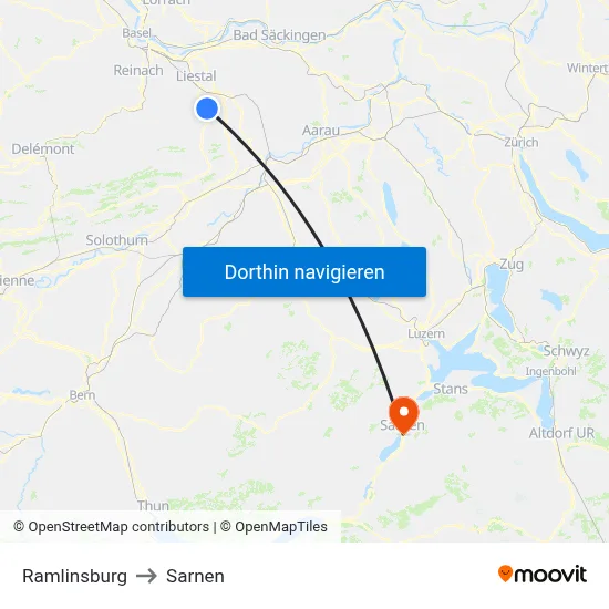 Ramlinsburg to Sarnen map