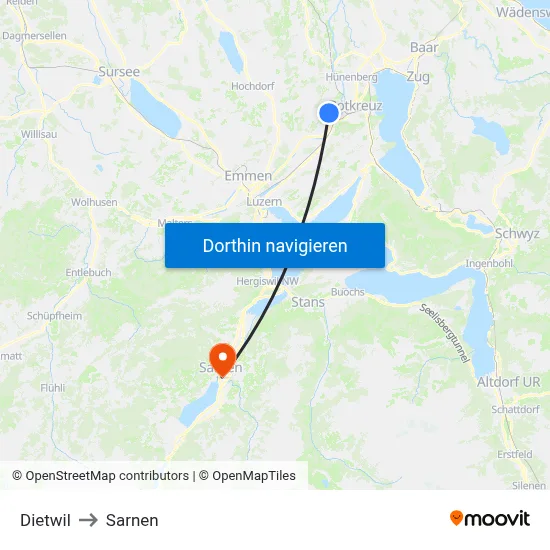 Dietwil to Sarnen map