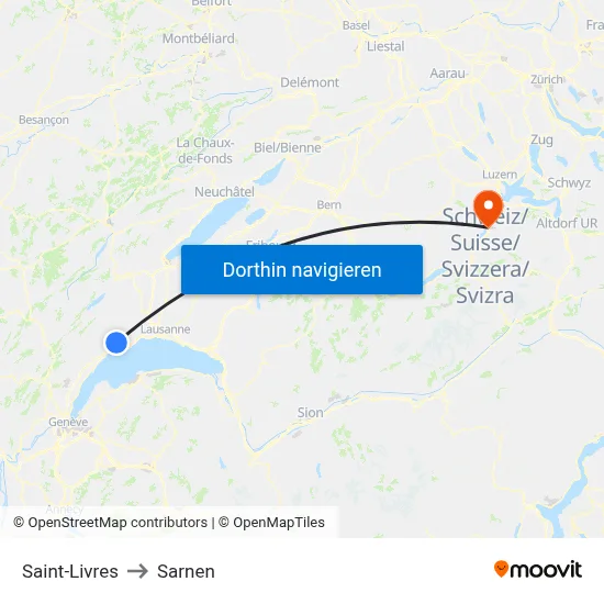 Saint-Livres to Sarnen map