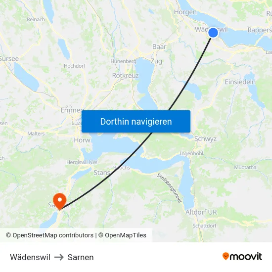 Wädenswil to Sarnen map