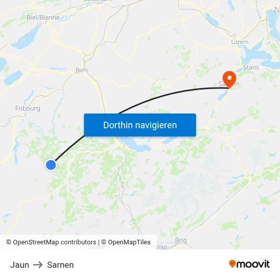 Jaun to Sarnen map