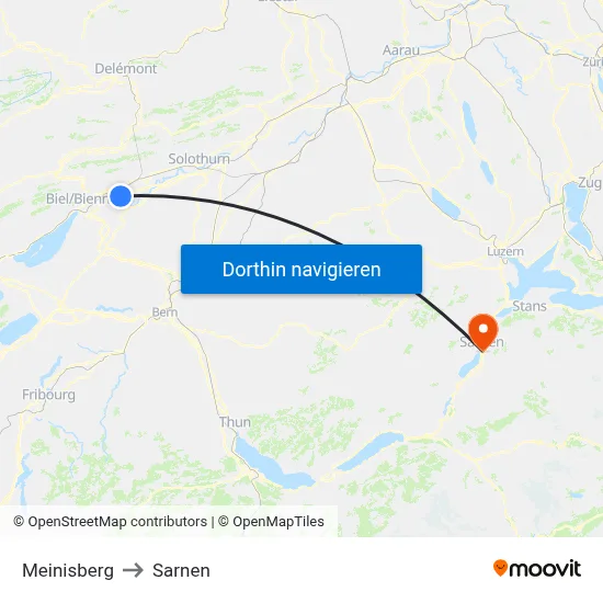 Meinisberg to Sarnen map