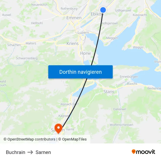 Buchrain to Sarnen map