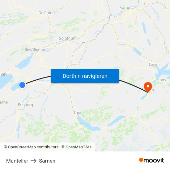 Muntelier to Sarnen map